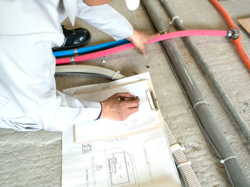 建築現場で作業をする職人